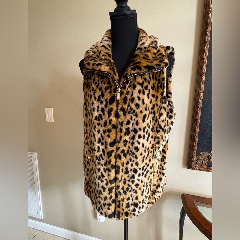 Calvin Klein Animal Print Vest with Gold Accents